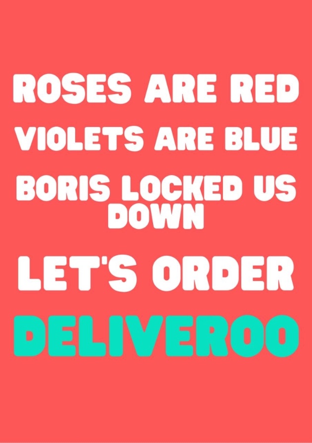 valentines card wording about deliveroo