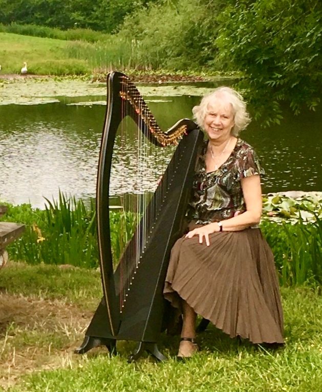 Helen Barley with her Harp