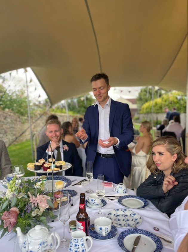 Angus Baskerville performs magic at wedding breakfast