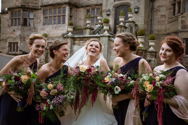 Bridesmaids with their bouquets