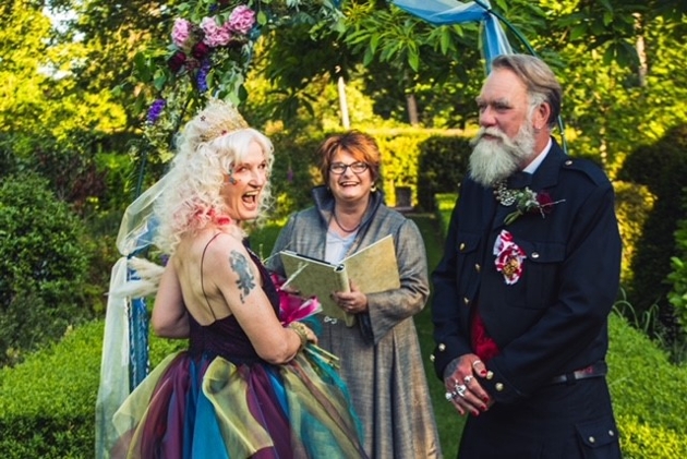 Couple with a Midsummer Night's Dream theme getting married