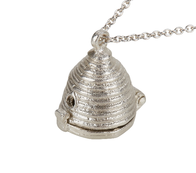 silver beehive necklace