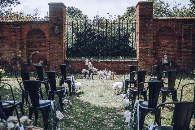 Outdoor ceremony set up at Castle Bromwich Hall Gardens