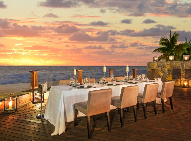 Dining table overlooking the ocean