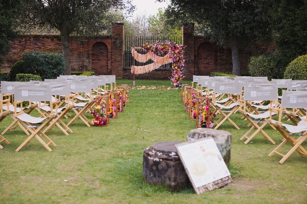Outdoor ceremony set up at Castle Bromwich Hall Gardens